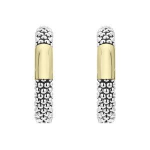 Two-Tone Station Caviar Hoop Earrings