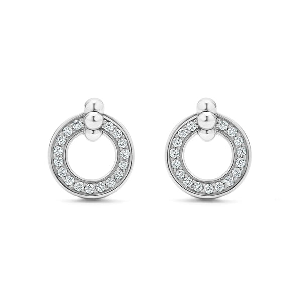 Circle Diamond Stud Earrings