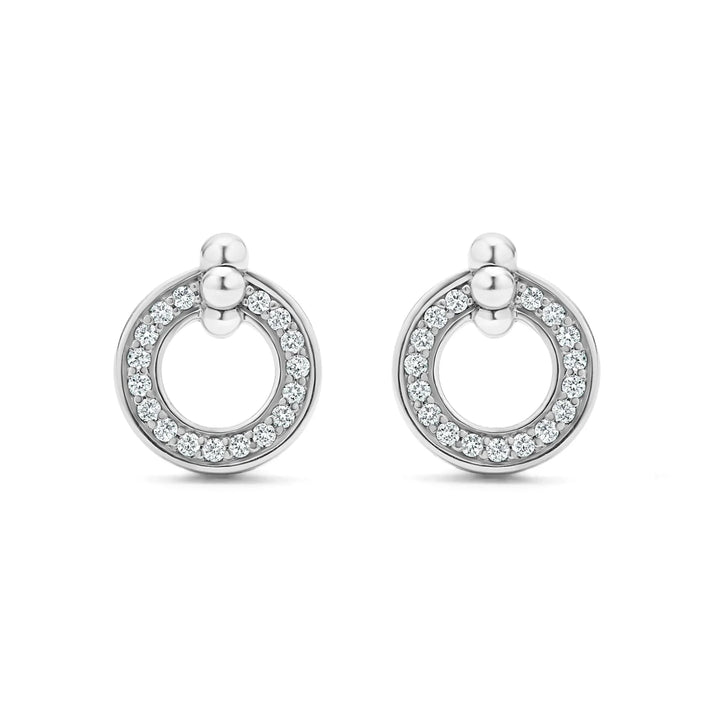 Circle Diamond Stud Earrings