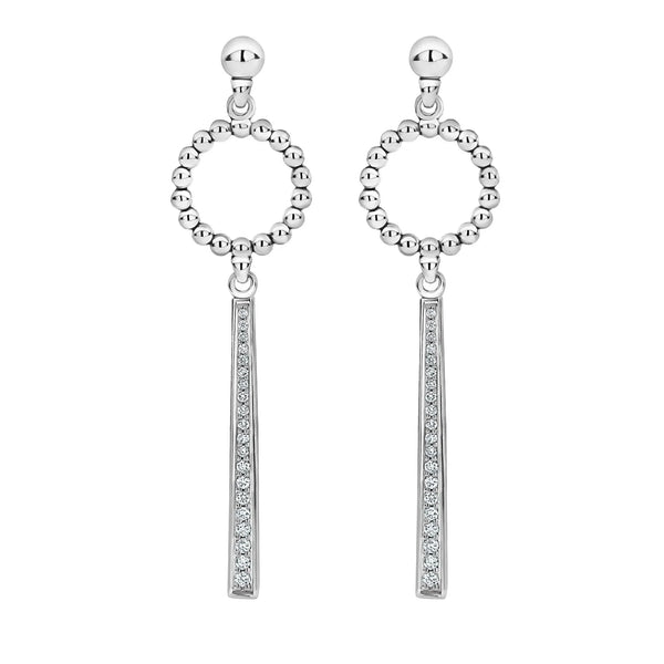 Beaded Circle Diamond Drop Earrings