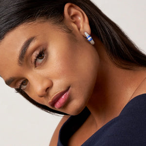 Ceramic Caviar Diamond Hoop Earrings