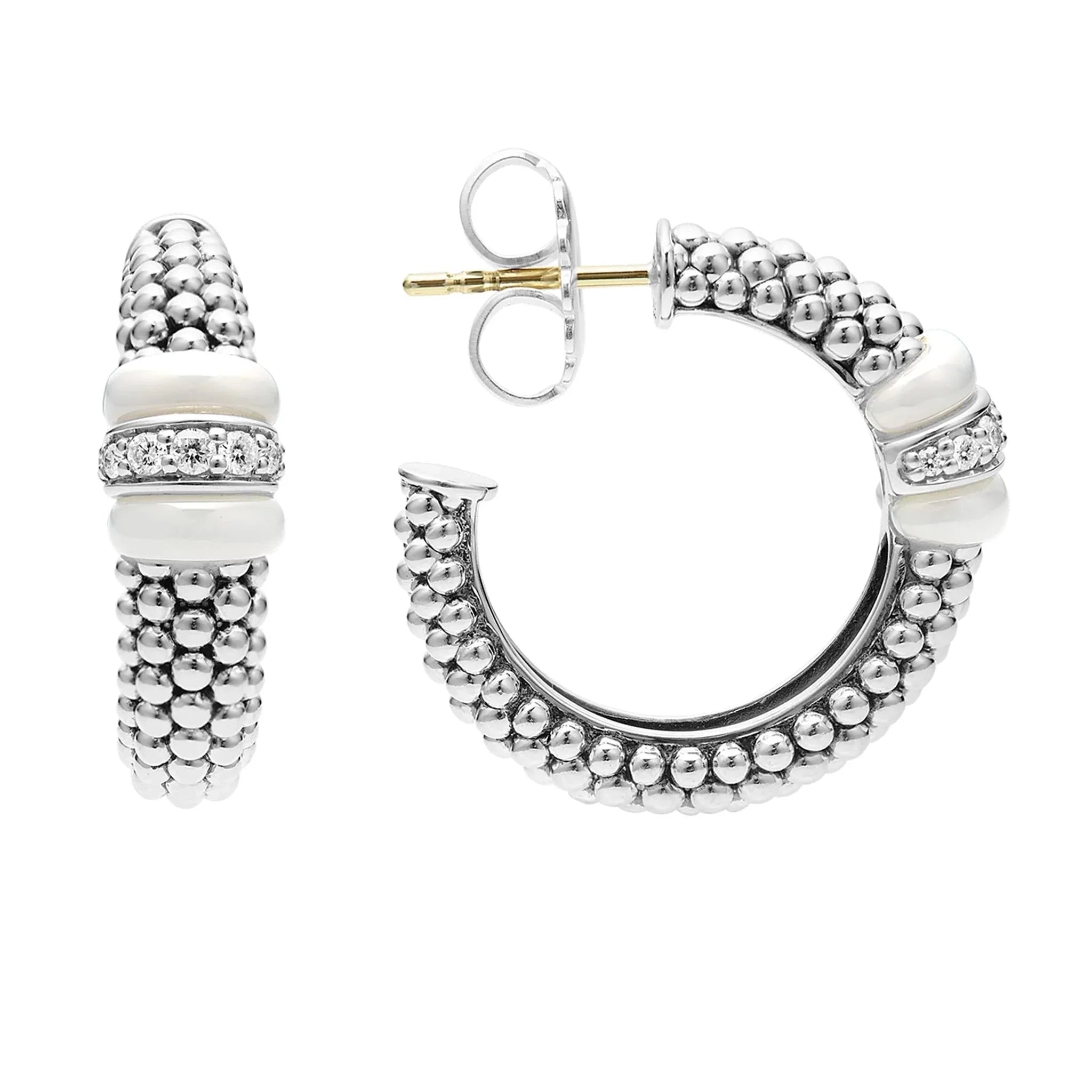 Ceramic Caviar Diamond Hoop Earrings