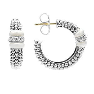 Ceramic Caviar Diamond Hoop Earrings