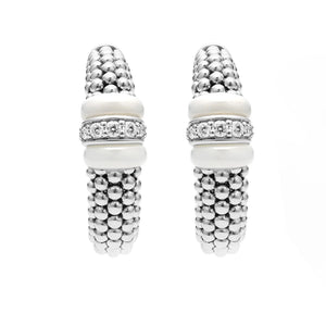 Ceramic Caviar Diamond Hoop Earrings