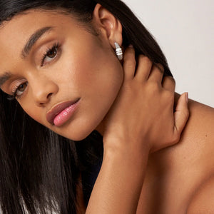 Ceramic Caviar Diamond Hoop Earrings