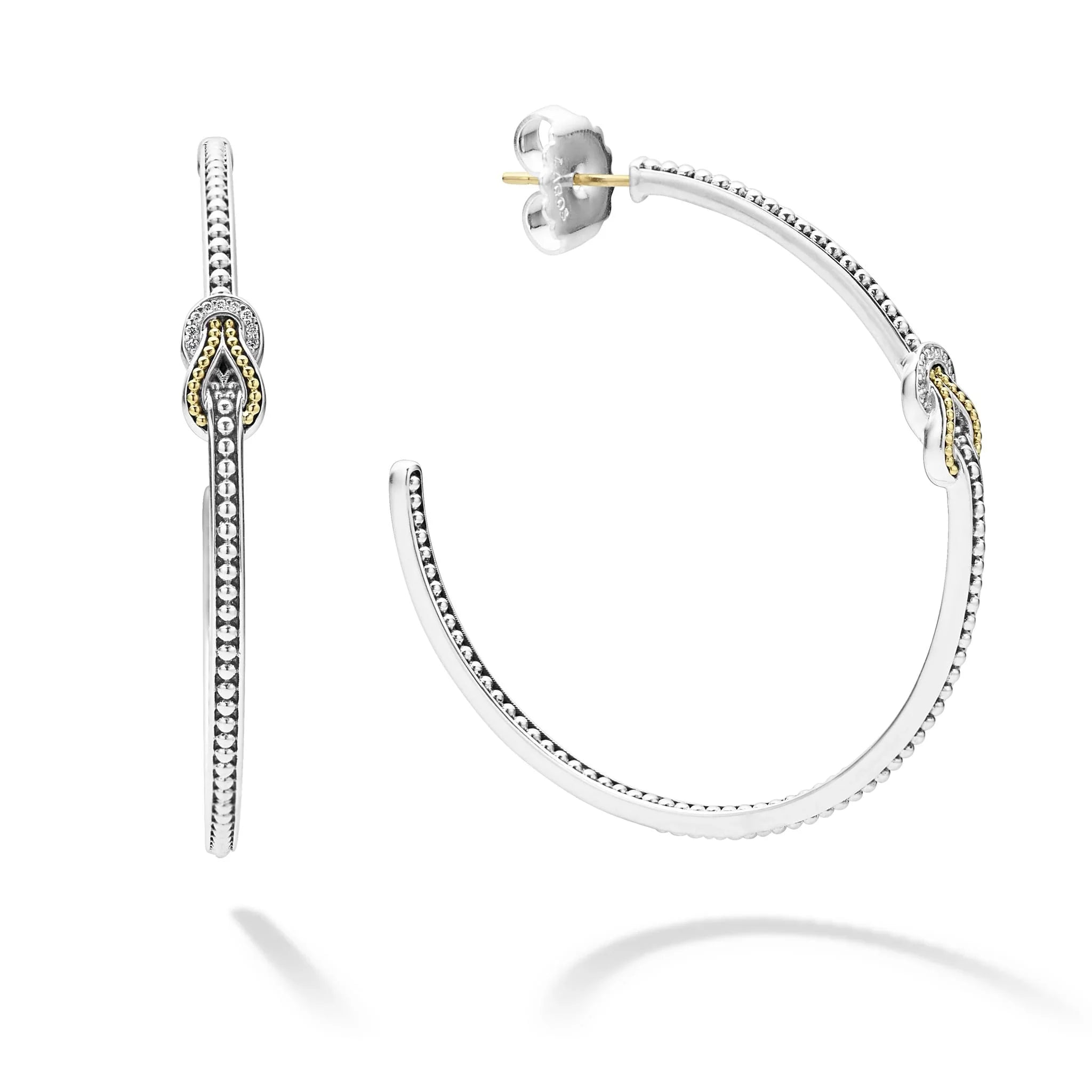 Two-Tone Knot Diamond Hoop Earring
