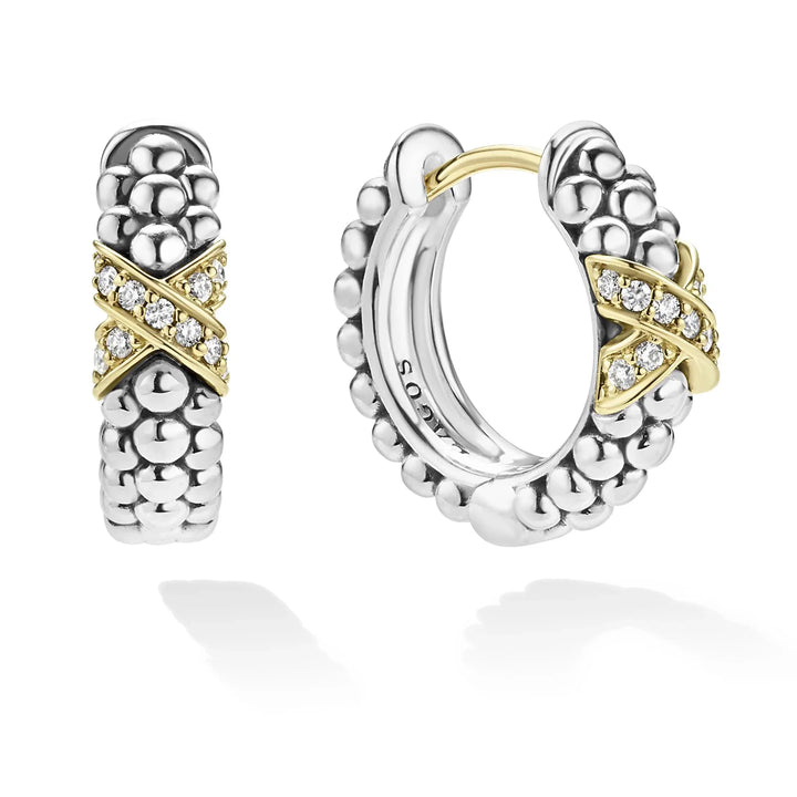 Two-Tone Diamond Huggie Earrings
