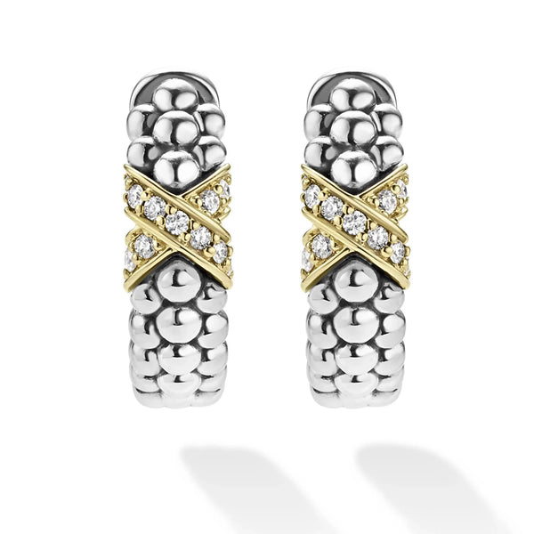 Two-Tone Diamond Huggie Earrings