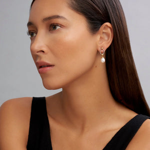 Two-Tone Oval Drop Pearl Earrings