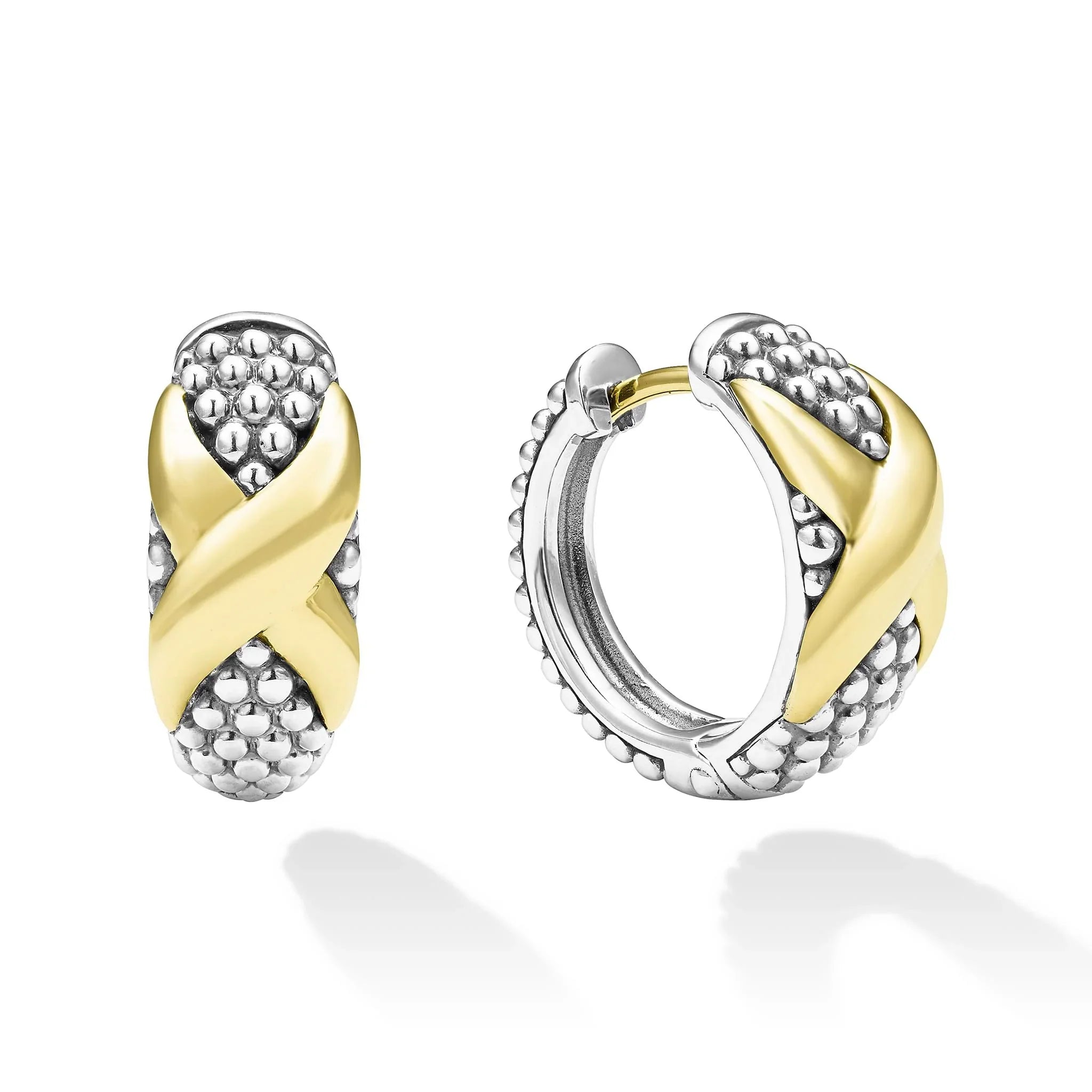 Two-Tone X Huggie Earrings
