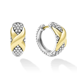 Two-Tone X Huggie Earrings