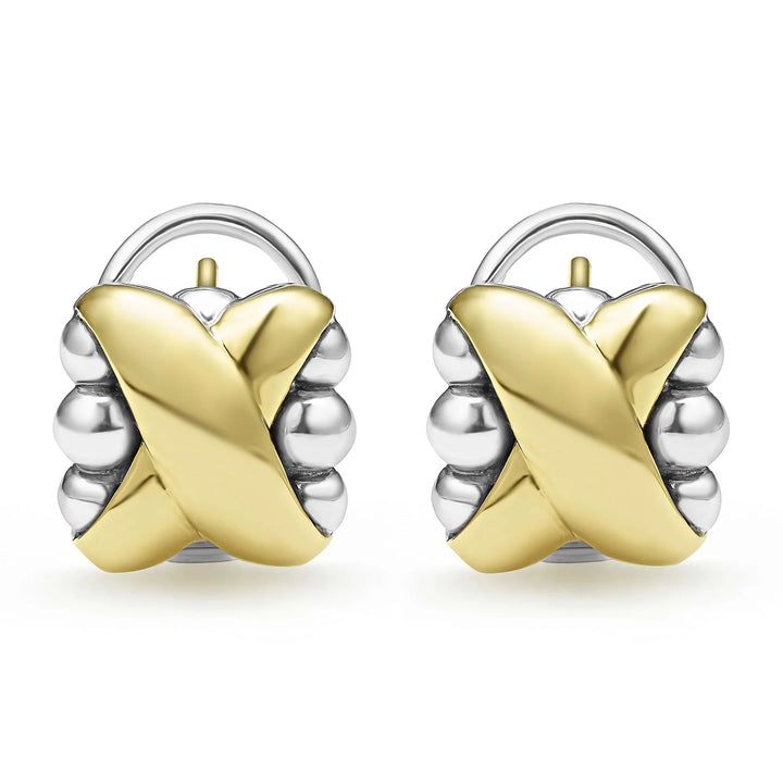 Two-Tone X Omega Clip Earrings