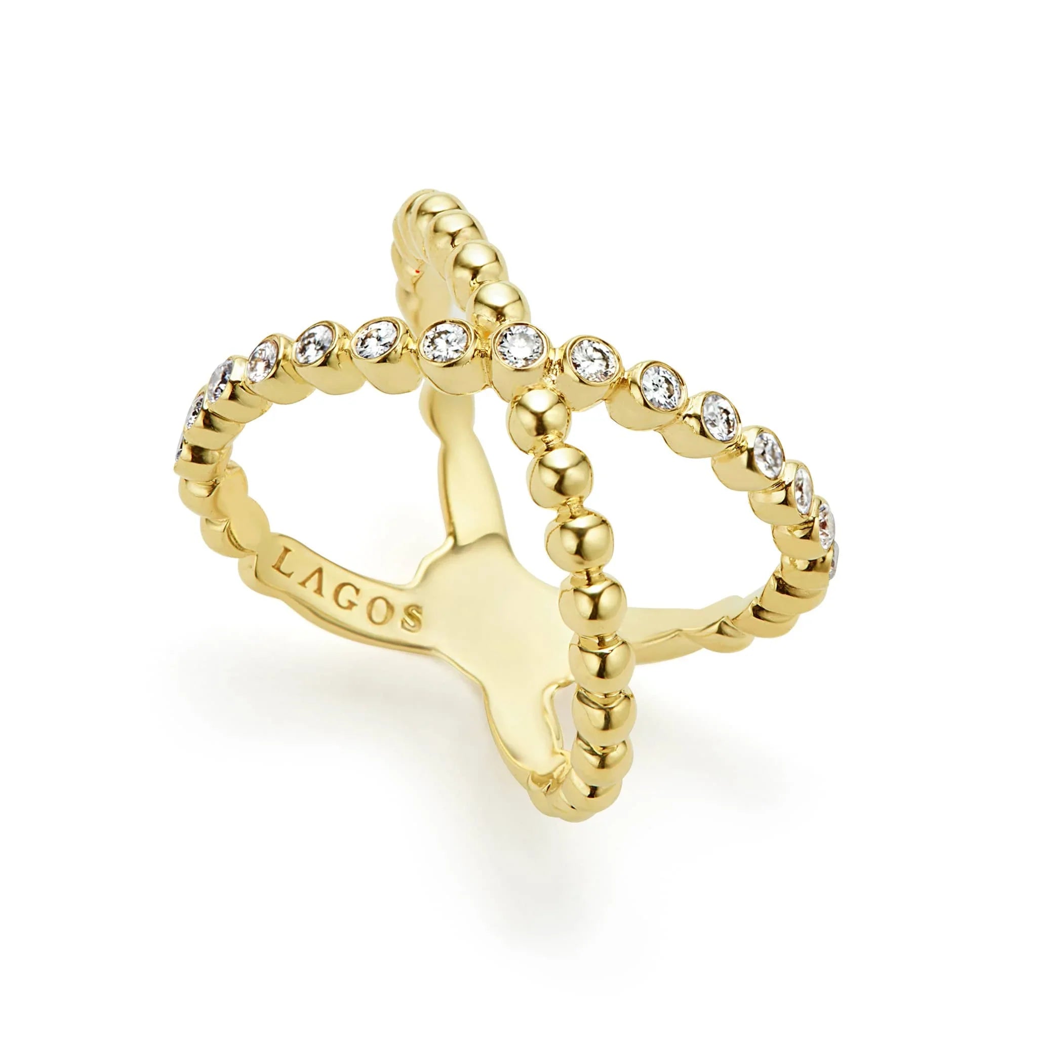 18K Gold X Diamond Ring