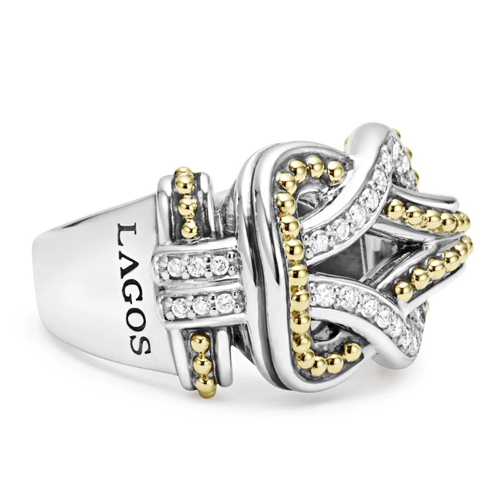 Two-Tone Knot Diamond Statement Ring