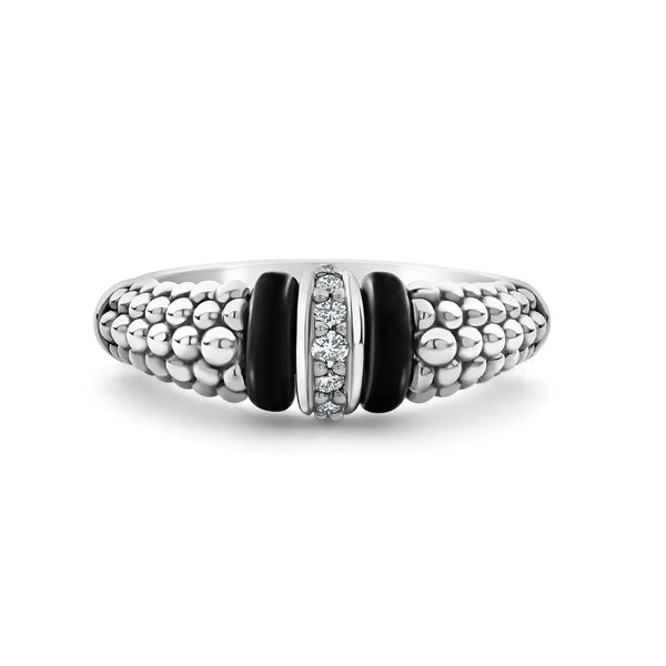Ceramic and Caviar Diamond Ring