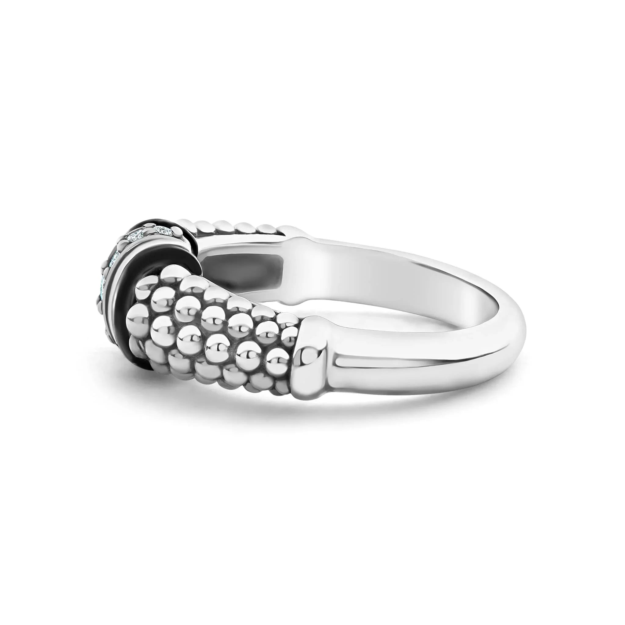 Ceramic and Caviar Diamond Ring