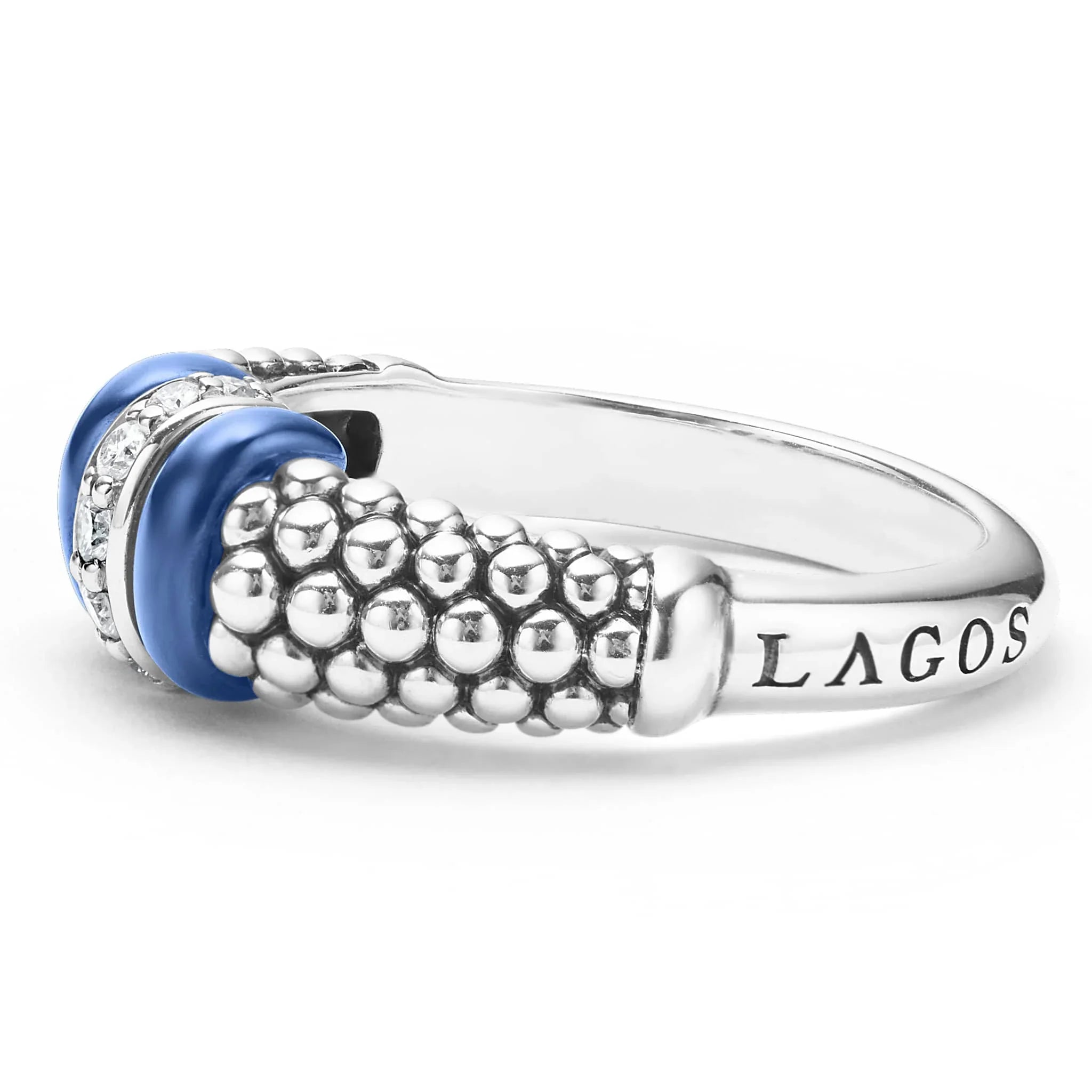 Ceramic and Diamond Caviar Ring