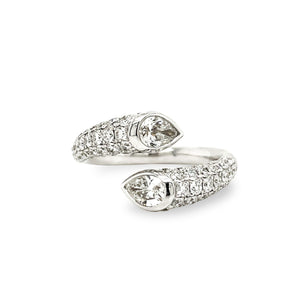 18K White Gold Toi Et Moi 1.77ctw Diamond Fashion Ring.