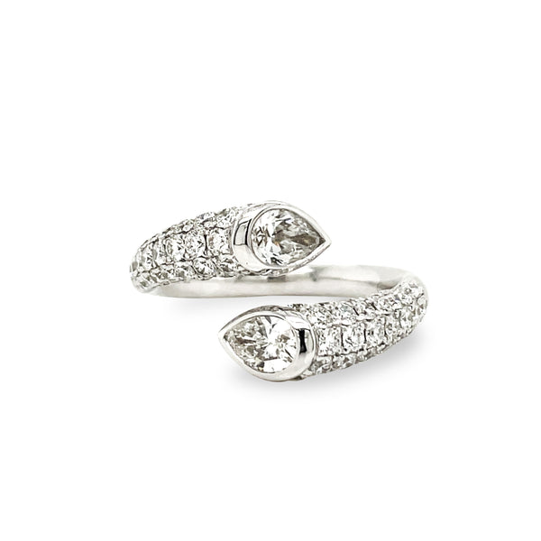 18K White Gold Toi Et Moi 1.77ctw Diamond Fashion Ring.