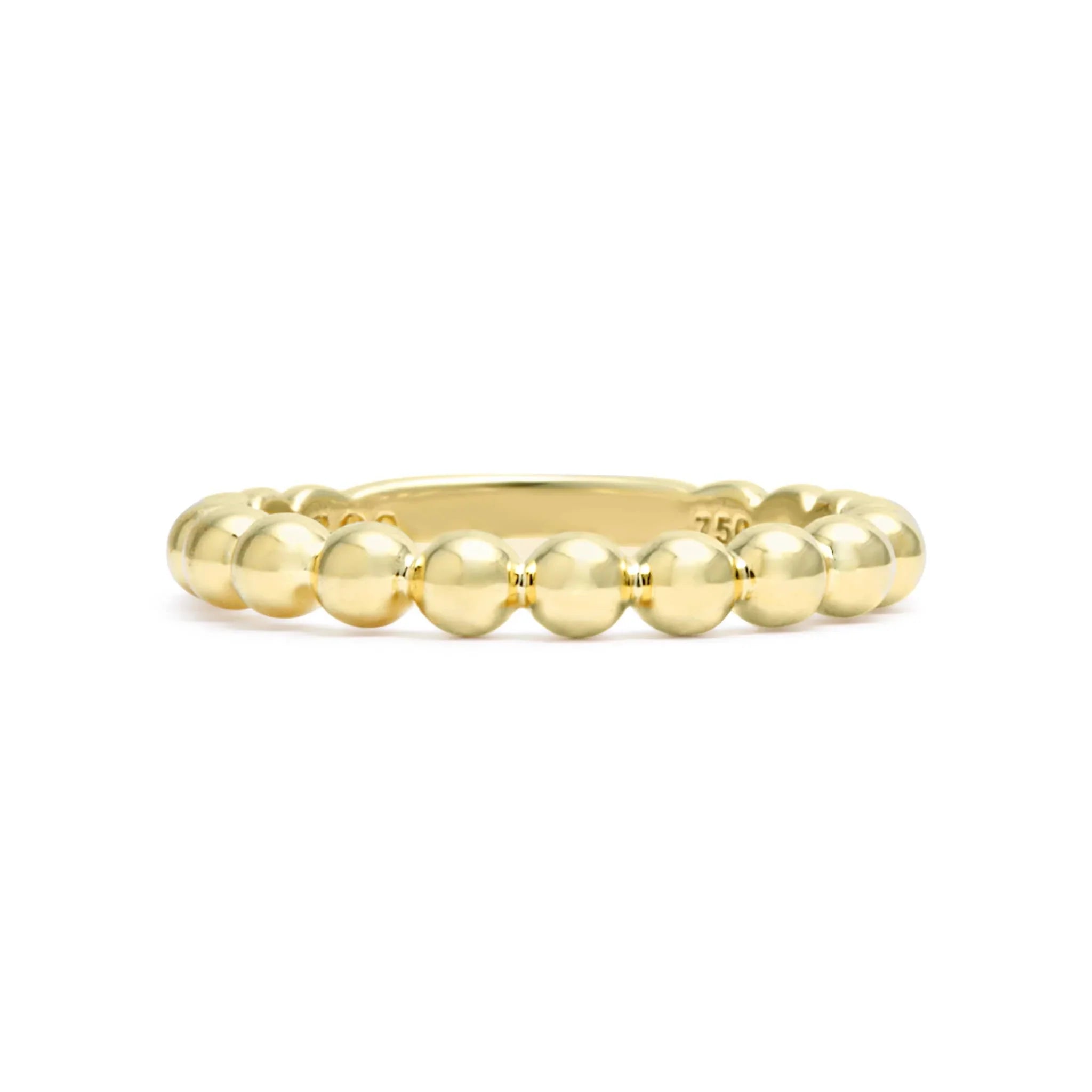 18K Gold Beaded Stacking Ring