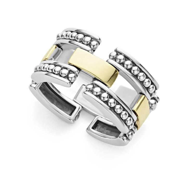 Two-Tone Caviar Link Ring