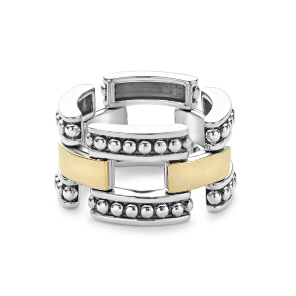 Two-Tone Caviar Link Ring