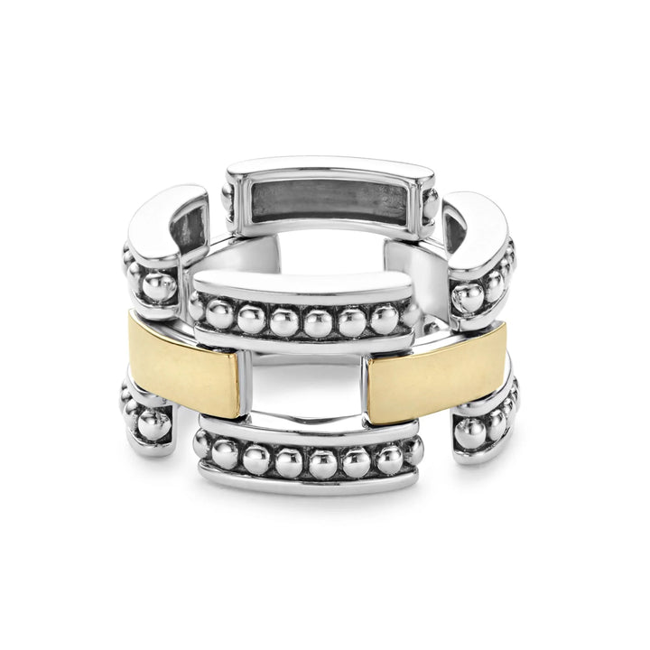 Two-Tone Caviar Link Ring