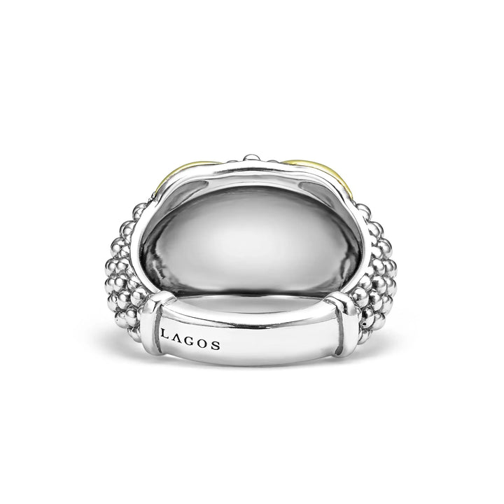 Two-Tone X Caviar Dome Ring