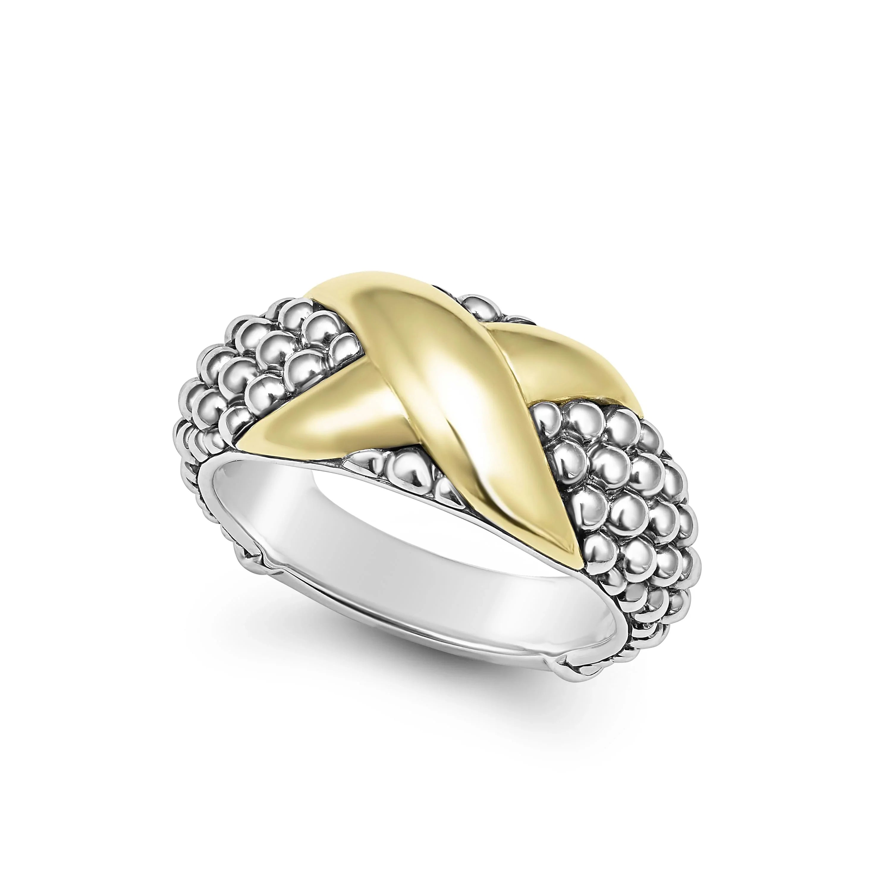 Two-Tone X Caviar Ring