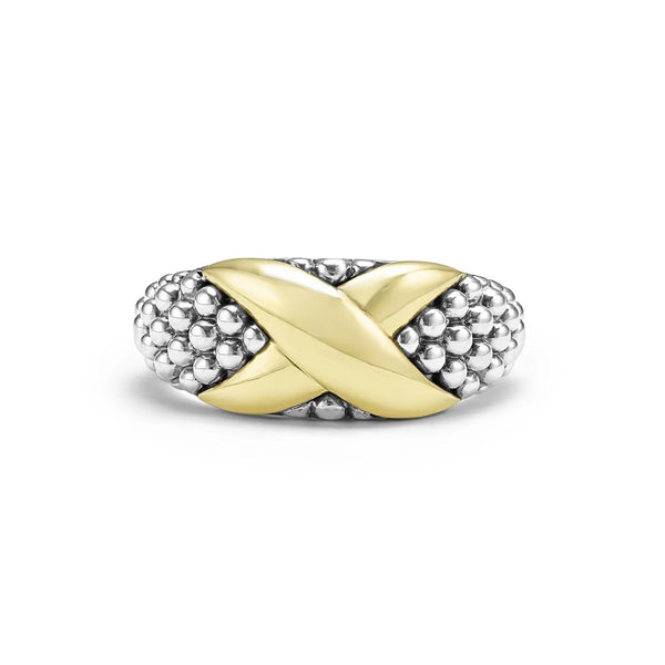 Two-Tone X Caviar Ring