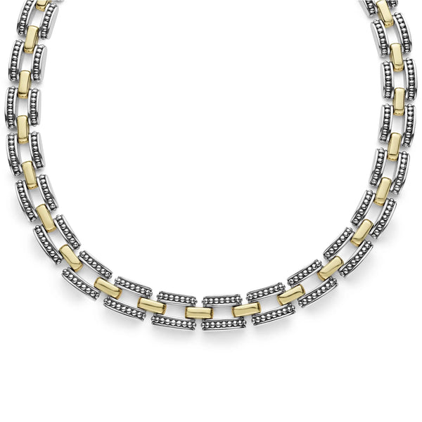 Two-Tone Caviar Link Necklace