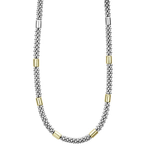 Two-Tone Station Caviar Necklace | 5mm