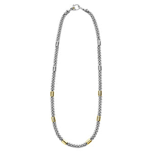 Two-Tone Station Caviar Necklace | 5mm