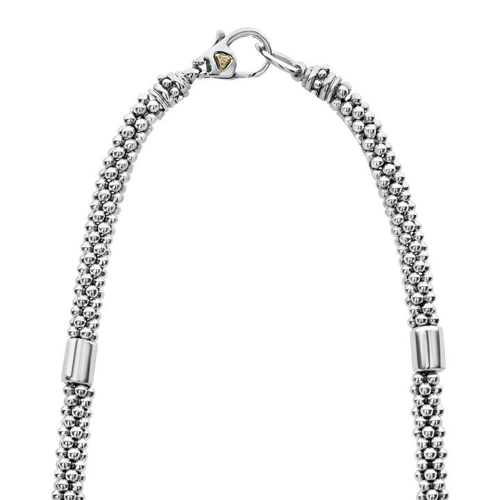 Two-Tone Station Caviar Necklace | 5mm