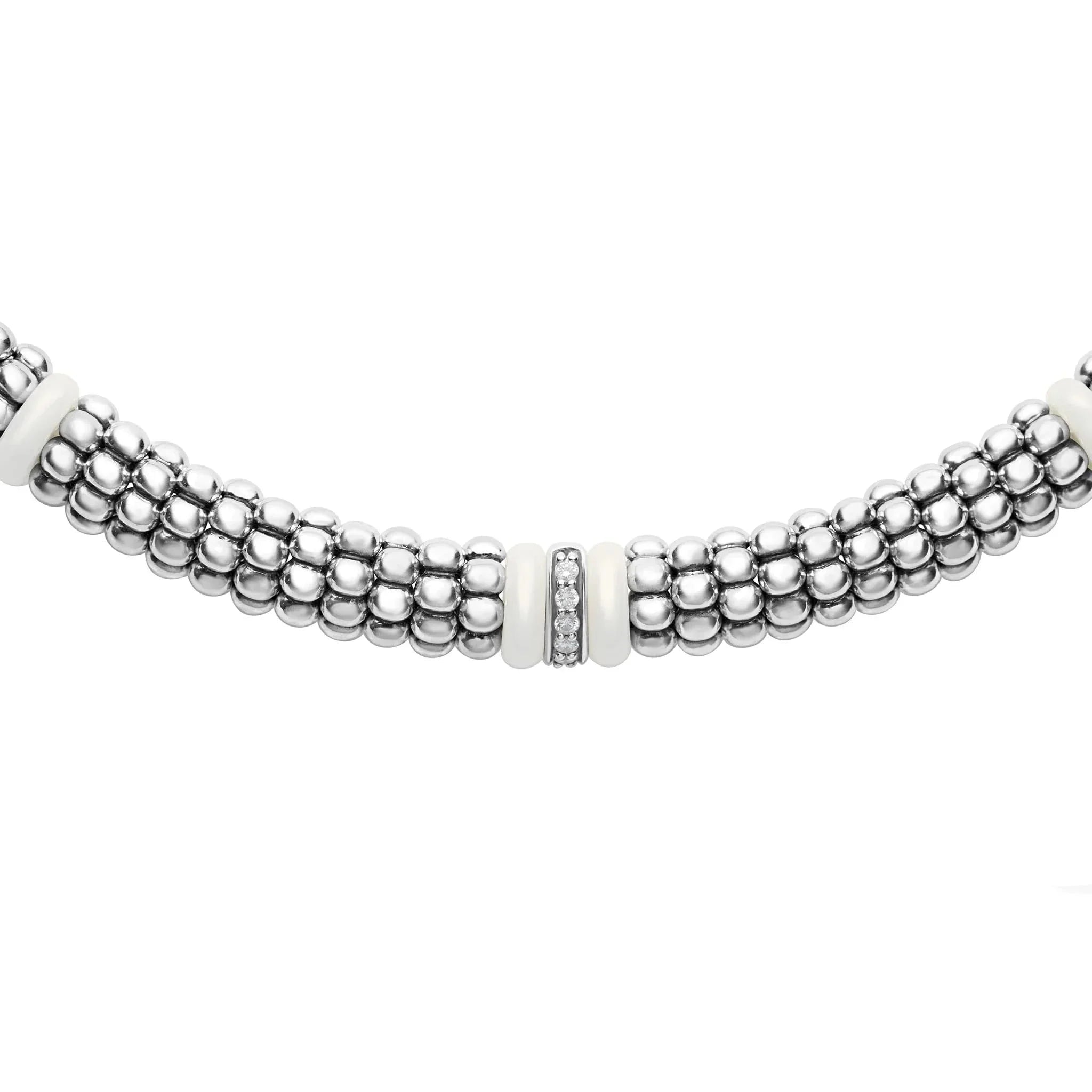 Single Station Diamond Caviar Necklace