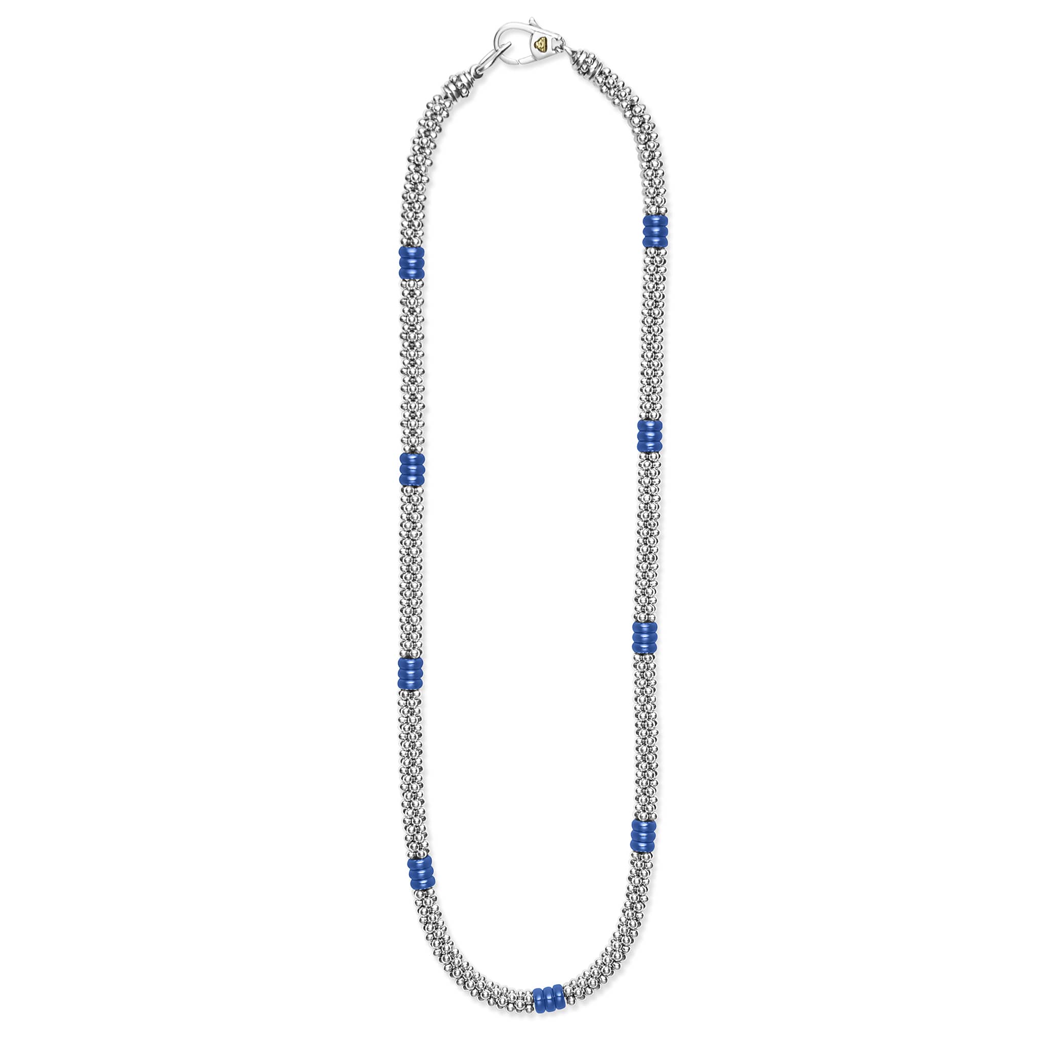 Ceramic Three Bead Station Caviar Necklace