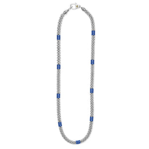 Ceramic Three Bead Station Caviar Necklace