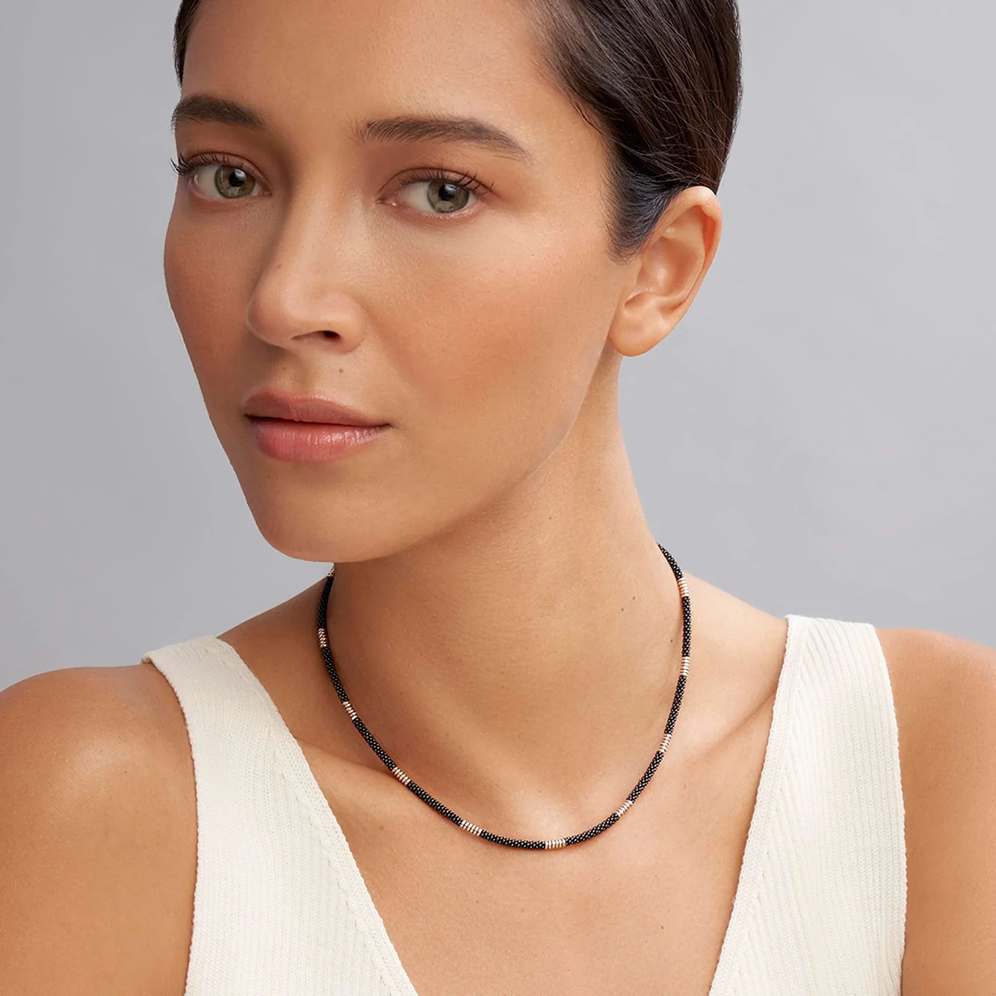 Silver Station Ceramic Beaded Necklace