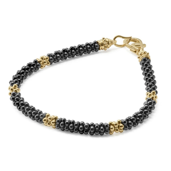 Five Small 18K Gold Station Ceramic Beaded Bracelet | 5mm