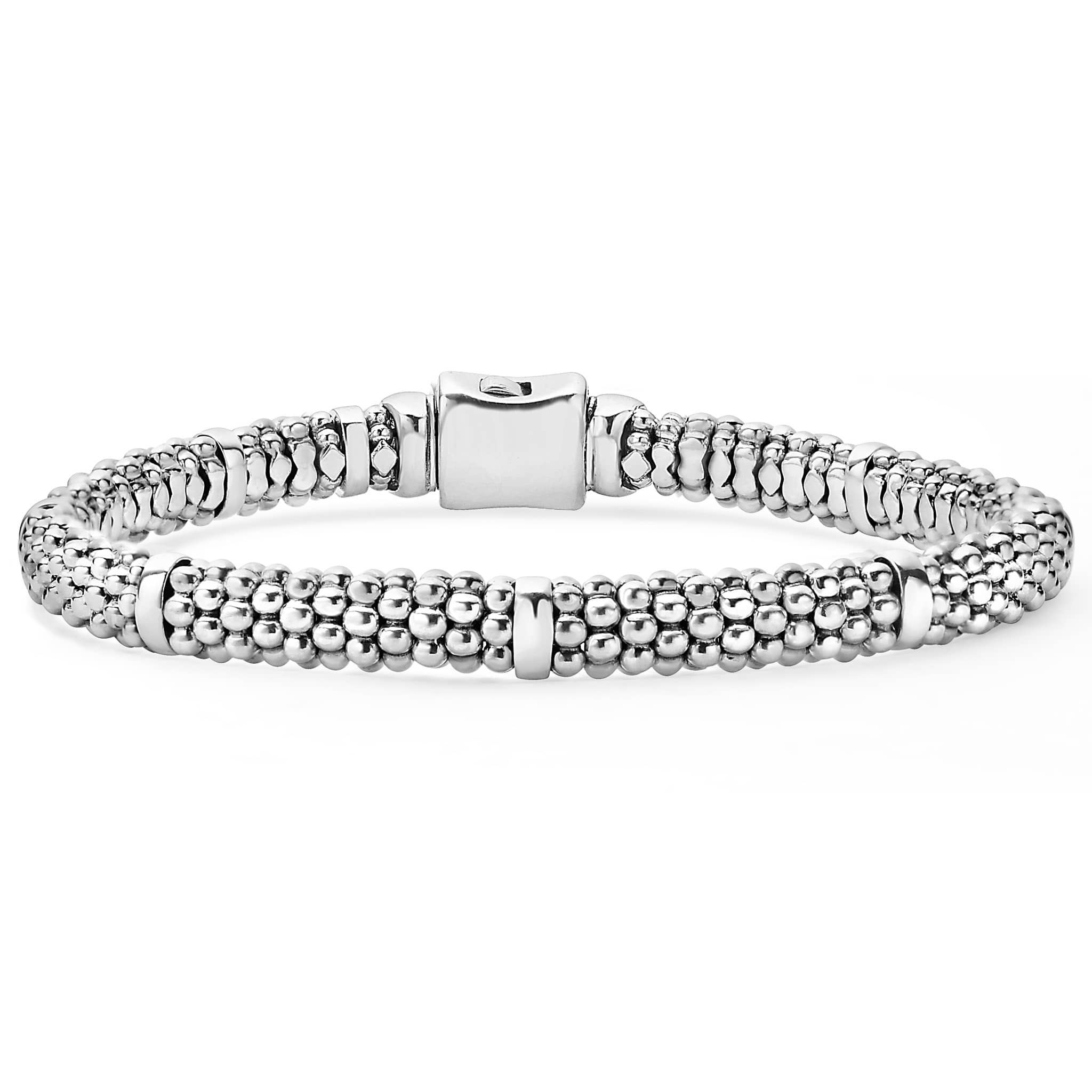 Silver Station Caviar Bracelet | 6mm