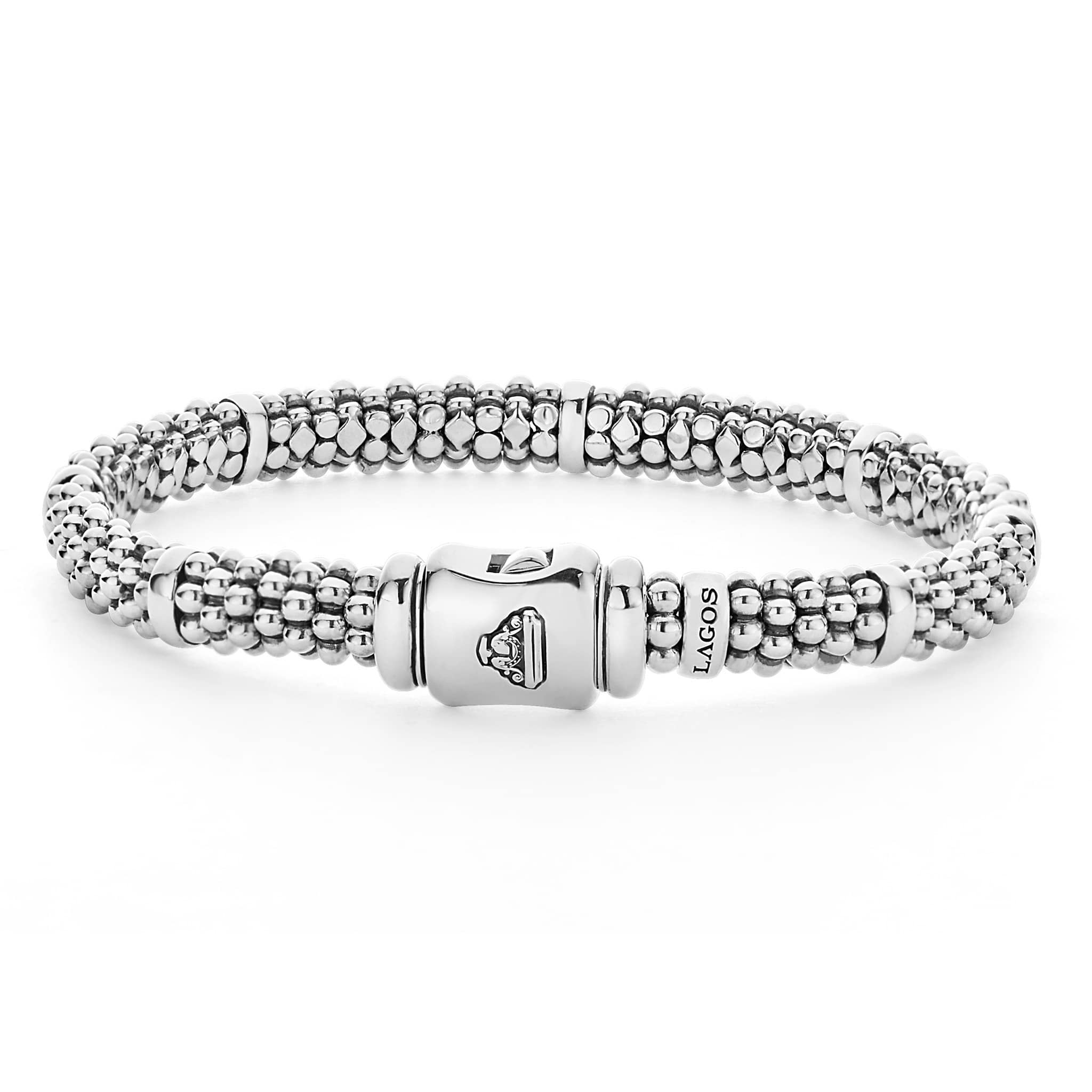 Silver Station Caviar Bracelet | 6mm