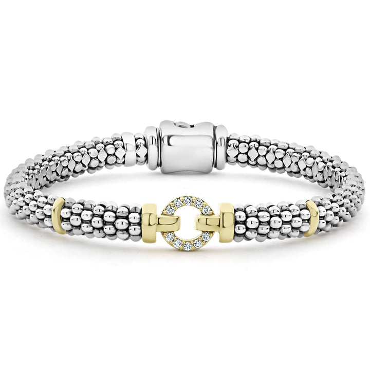 Two-Tone Diamond Circle Caviar Bracelet | 6mm