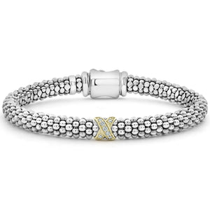 Single Station X Two-Tone Diamond Bracelet | 6mm