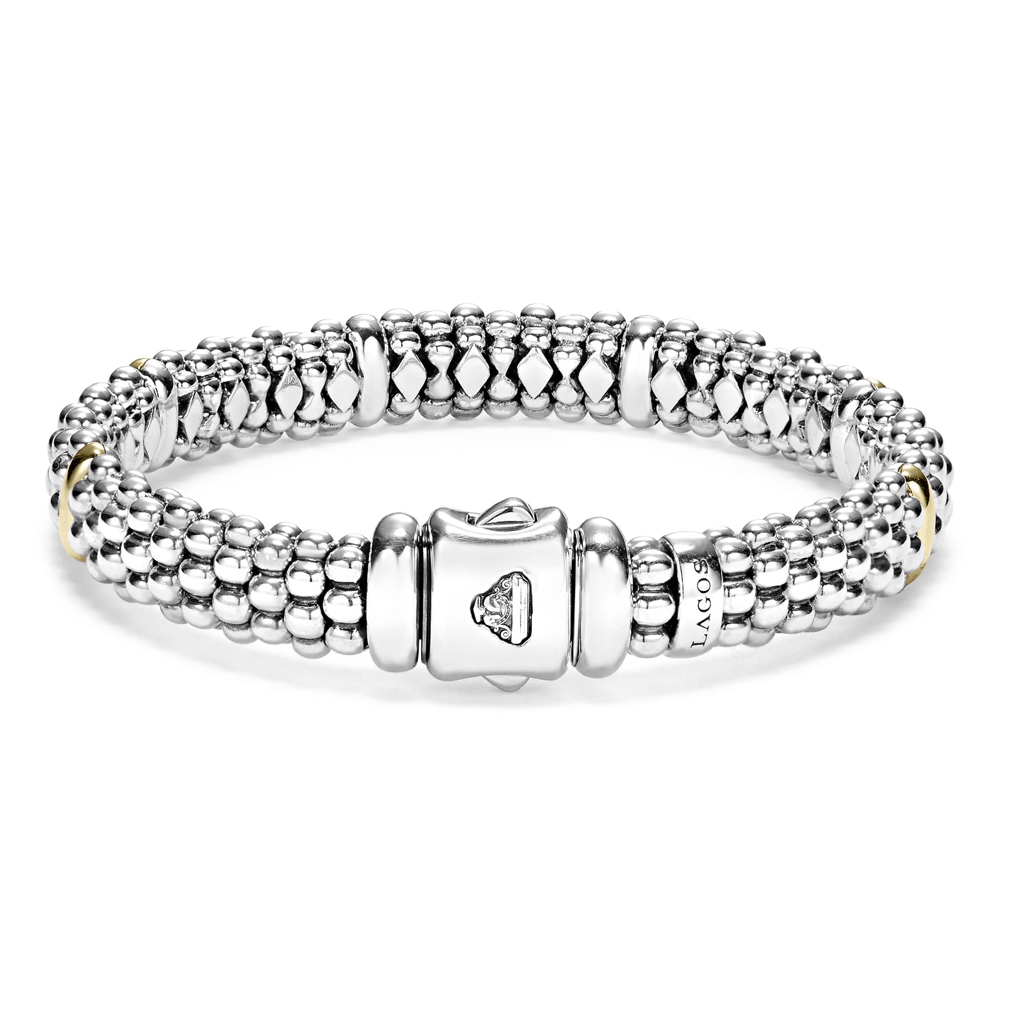 Six Gold Station Caviar Bracelet | 9mm