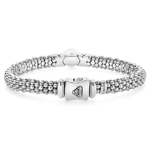 Silver X Pearl Caviar Bracelet | 6mm