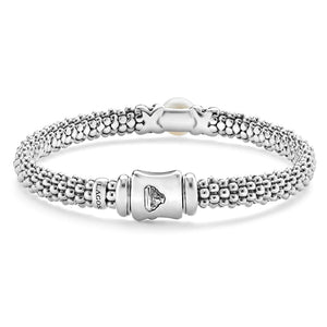 Two-Tone X Pearl Caviar Bracelet | 6mm
