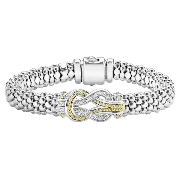 Two-Tone Knot Caviar Diamond Bracelet | 9mm