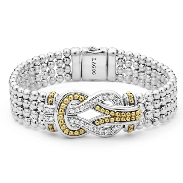 Two-Tone Knot Diamond Statement Bracelet