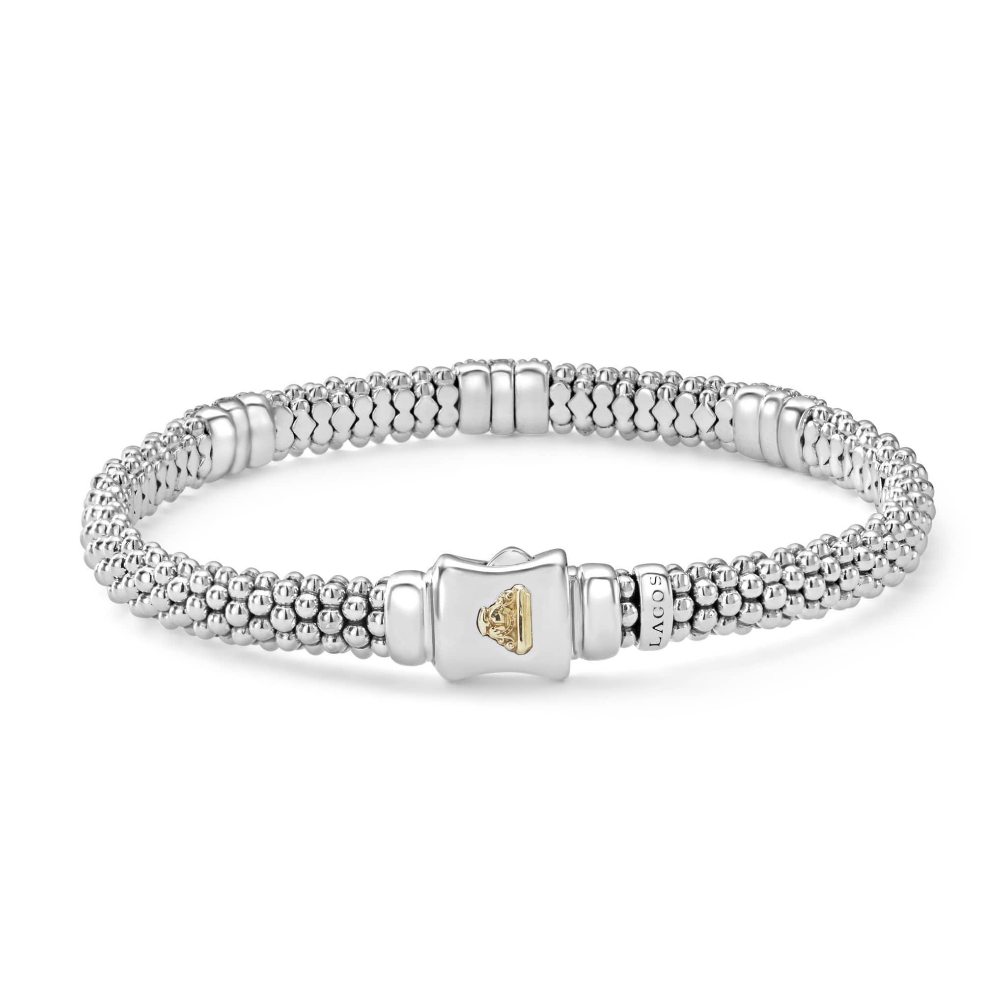 Three Station Diamond Caviar Bracelet | 6mm