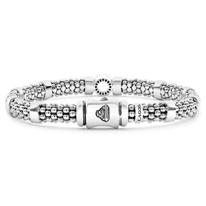 Small Single Station Diamond Circle Caviar Bracelet | 6mm